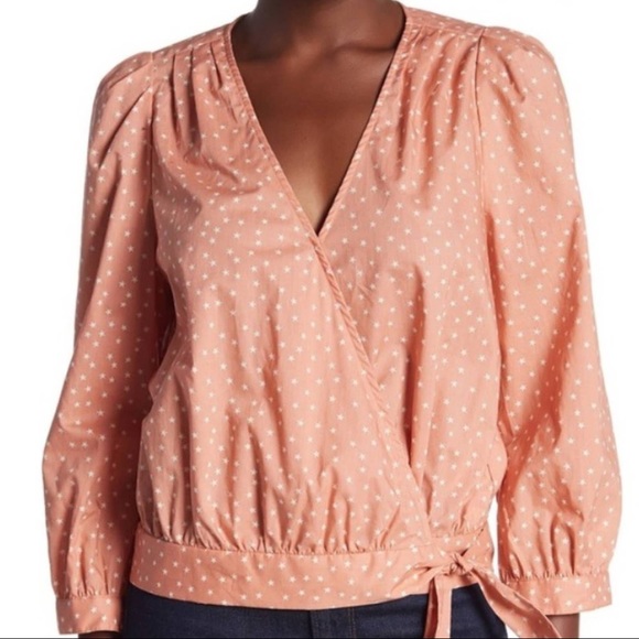 Madewell Star Scatter Coral Wrap Top - Picture 7 of 7